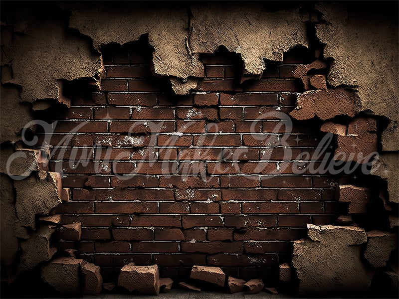 Kate Super-héros Fissuré Brun Mur de briques Toile de fond conçue par Mini MakeBelieve - Kate Backdrop FR