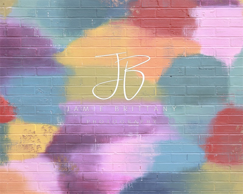 Kate Coloré Mur de briques Graffiti Toile de fond conçue par JB Photographie