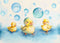 Kate Petit canard Jaune Bulle Bleu Toile de fond Conçu par Patty Robert - Kate Backdrop FR