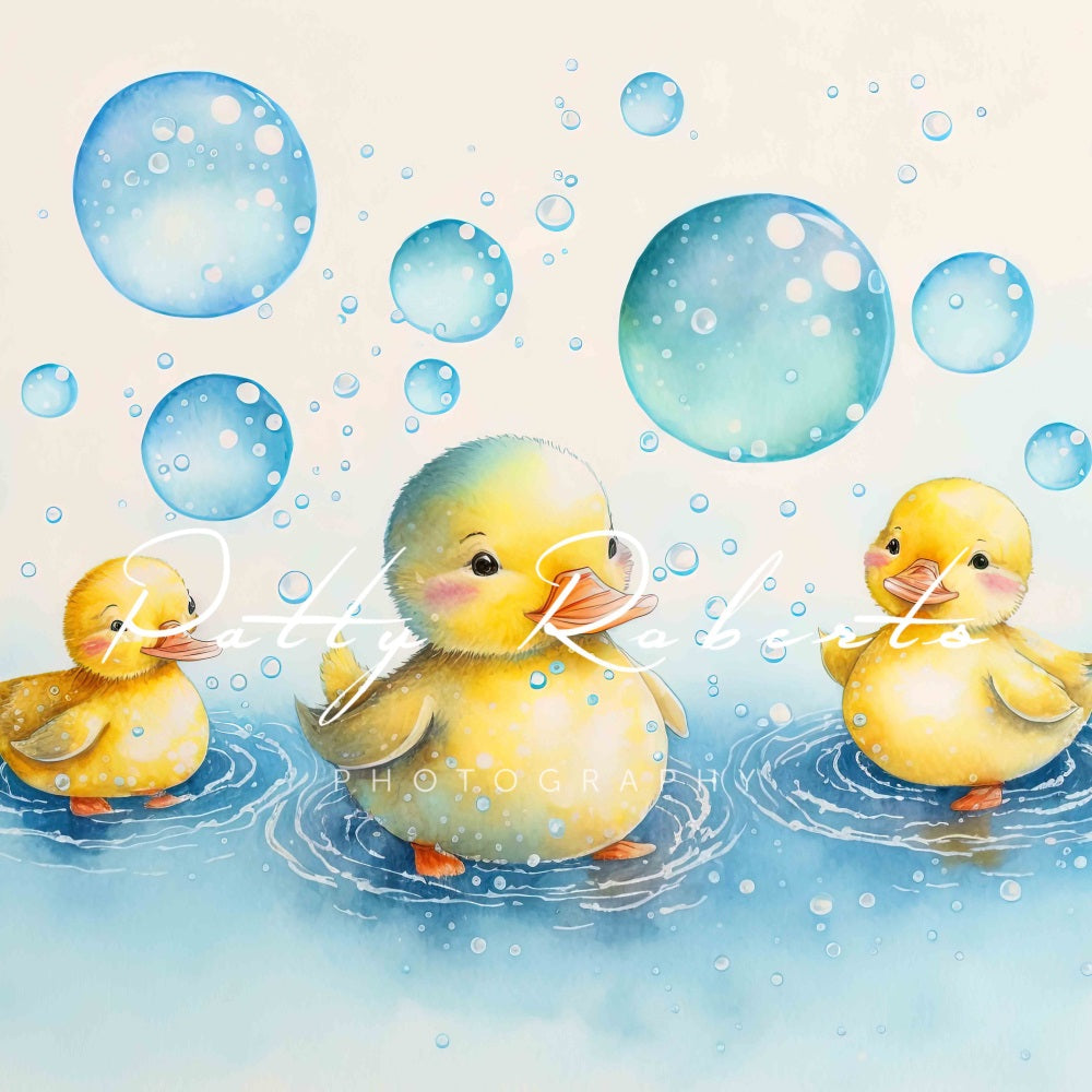 Kate Petit canard Jaune Bulle Bleu Toile de fond Conçu par Patty Robert - Kate Backdrop FR