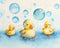 Kate Petit canard Jaune Bulle Bleu Toile de fond Conçu par Patty Robert - Kate Backdrop FR