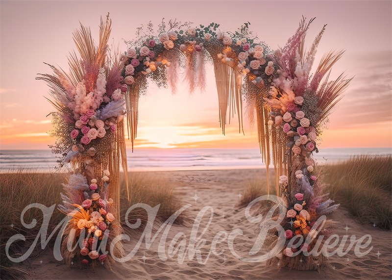 Kate Beaux-Arts Plage Coucher du soleil Toile de fond conçue par Mini MakeBelieve - Kate Backdrop FR