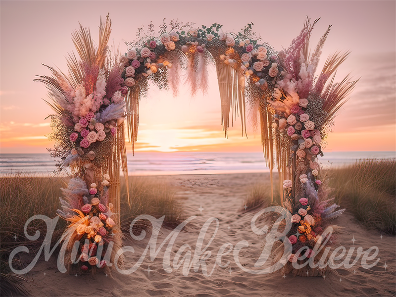 Kate Beaux-Arts Plage Coucher du soleil Toile de fond conçue par Mini MakeBelieve - Kate Backdrop FR