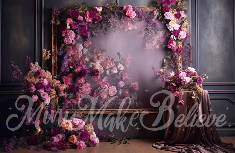 Kate Beaux-Arts Violet Chambre Florale Toile de fond conçue par Mini MakeBelieve