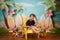 Kate Été Fleurs Mer Plage Toile de fond pour la photographie - Kate Backdrop FR