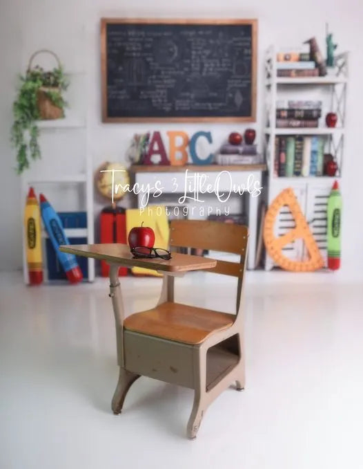 Kate Retour à l'école Bureau Blanc Livre Toile de fond pour la photographie - Kate Backdrop FR