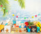 Kate Été Mer bleue Plage Cake smash Toile de fond pour la photographie - Kate Backdrop FR