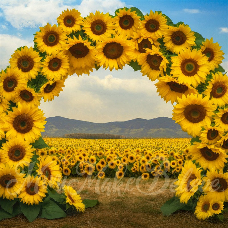 Kate Champ de tournesol Arche florale Été Toile de fond conçue par Mini MakeBelieve - Kate Backdrop FR