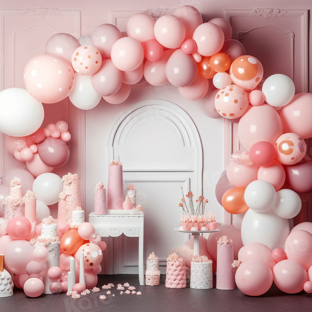 Kate Ballons Fille Anniversaire Mur rose Toile de fond Conçu par Chain Photographie