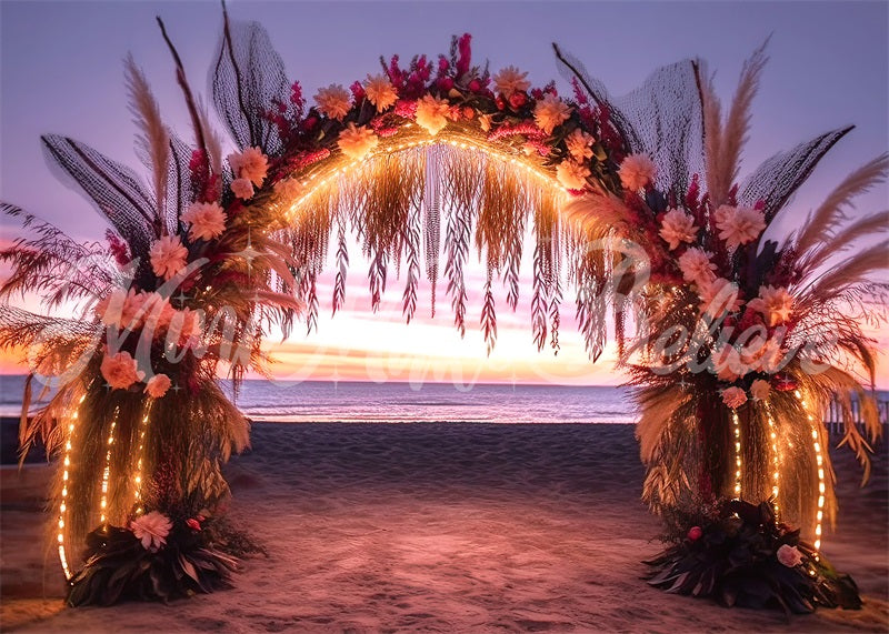 Kate Plage Coucher de soleil Arc lumineux Toile de fond conçue par Mini MakeBelieve - Kate Backdrop FR