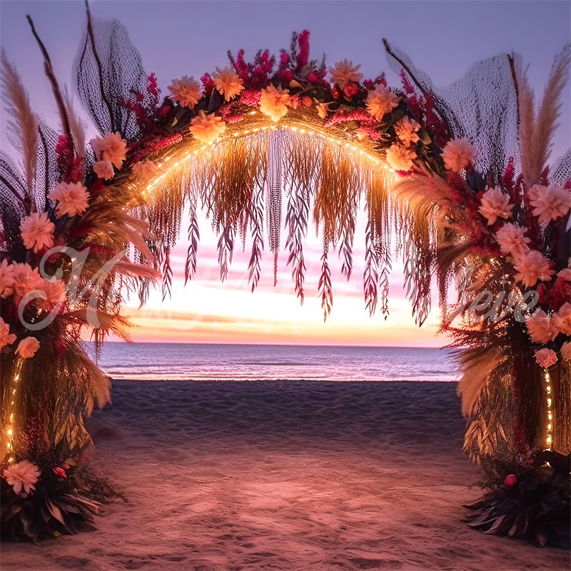 Kate Plage Coucher de soleil Arc lumineux Toile de fond conçue par Mini MakeBelieve - Kate Backdrop FR