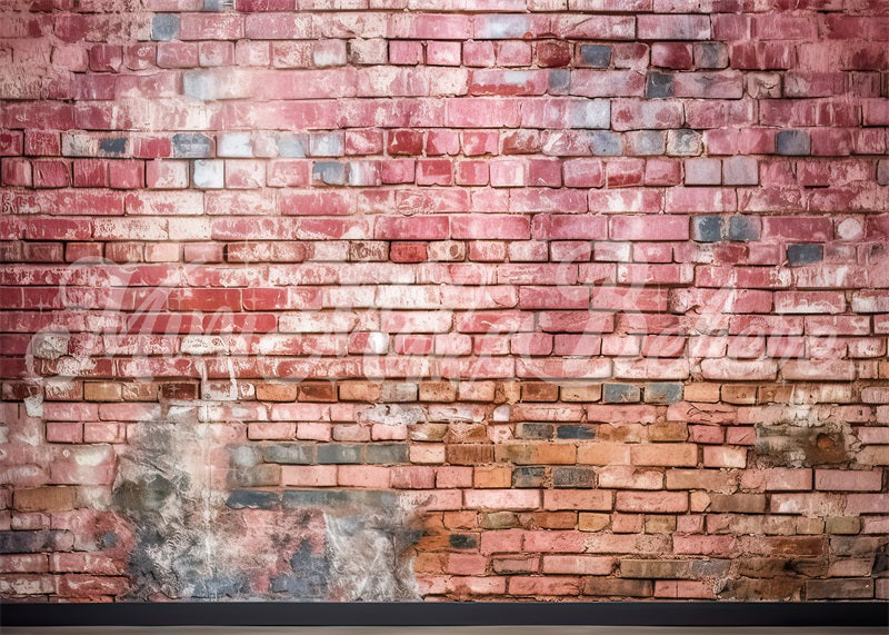 Kate Peinture Mur de briques délabré Rose Toile de fond conçue par Mini MakeBelieve