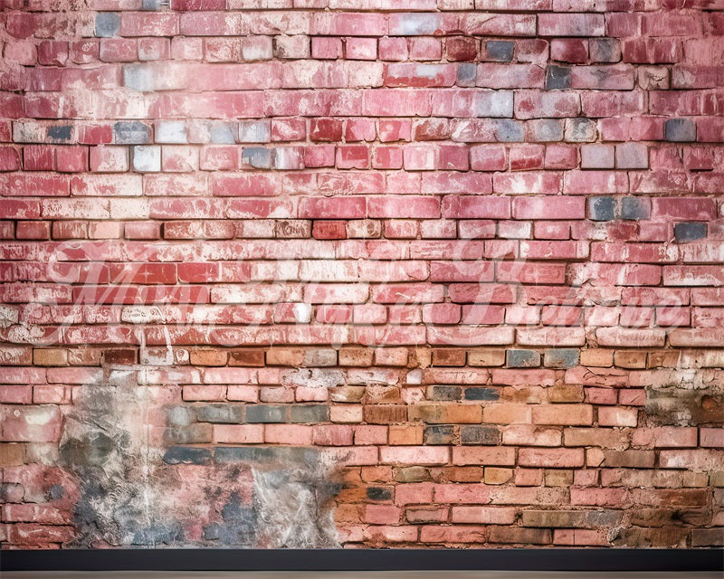 Kate Peinture Mur de briques délabré Rose Toile de fond conçue par Mini MakeBelieve