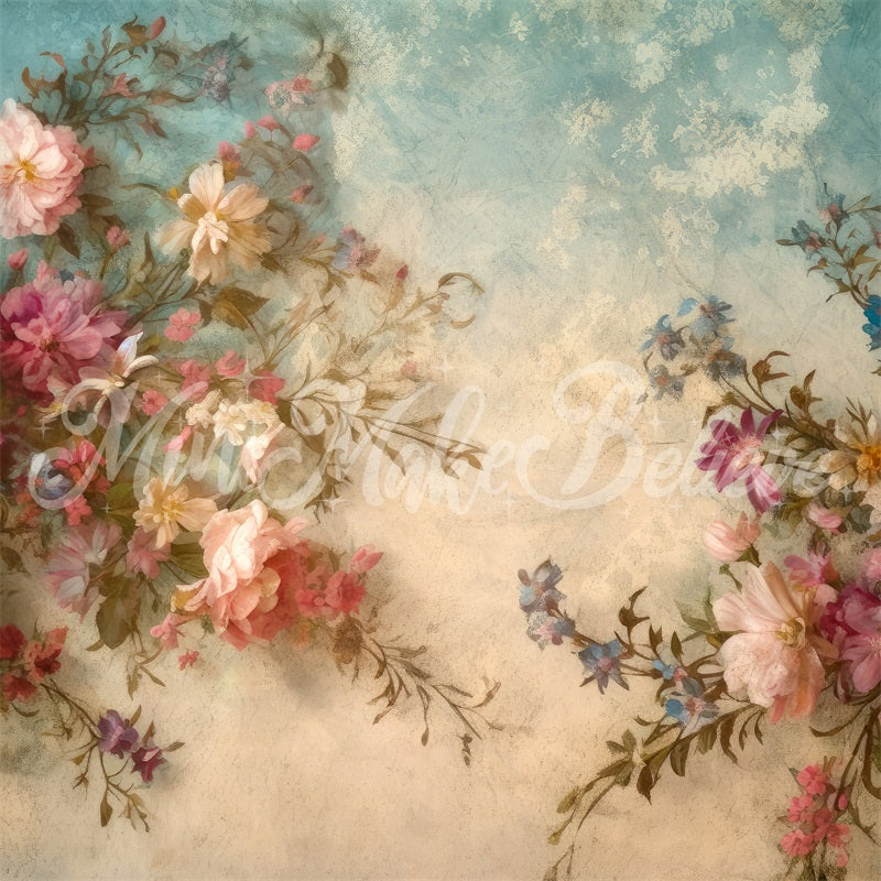 Kate Beaux-Arts Floral Rétro Fleurs Peinture Toile de fond conçue par Mini MakeBelieve - Kate Backdrop FR