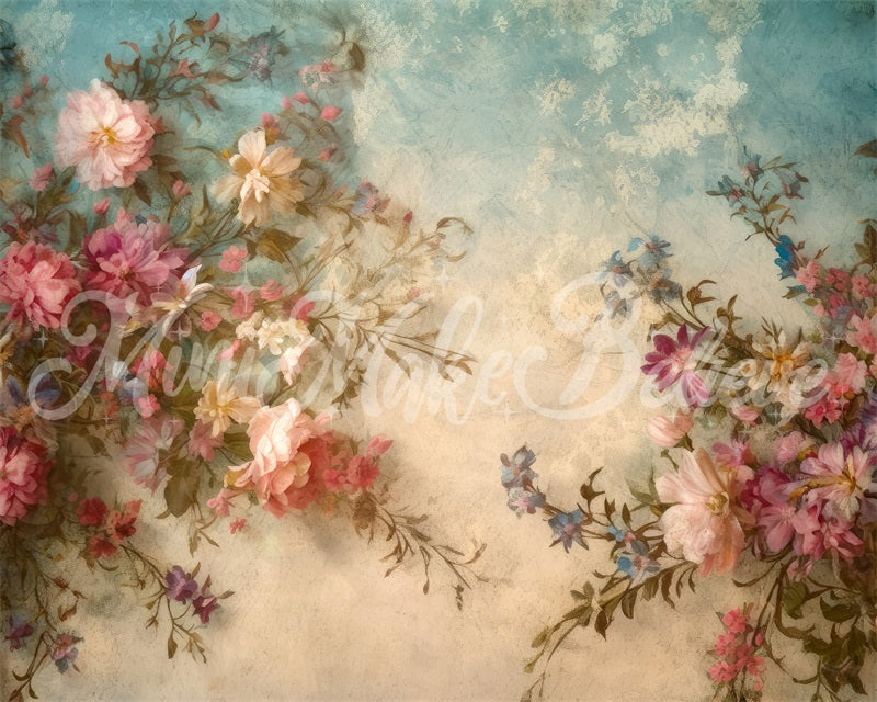 Kate Beaux-Arts Floral Rétro Fleurs Peinture Toile de fond conçue par Mini MakeBelieve - Kate Backdrop FR