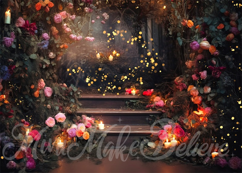 Kate Beaux-Arts Forêt Floral Escaliers Toile de fond conçue par Mini MakeBelieve - Kate Backdrop FR
