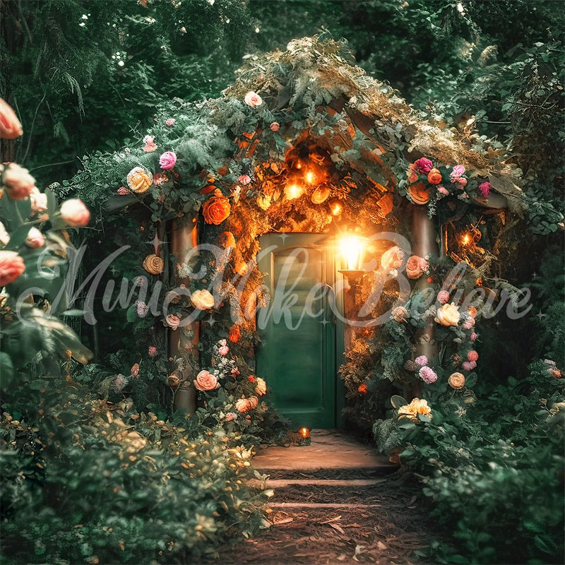 Kate Forêt Maison de fée Fleurs Toile de fond conçue par Mini MakeBelieve