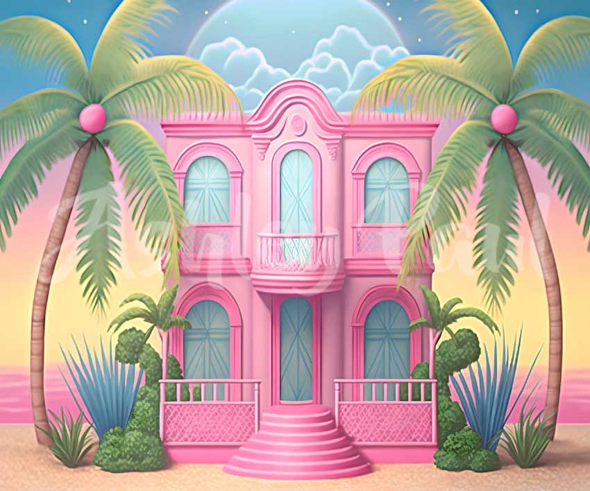 Kate Été Plage Maison côtière Poupées Toile de fond conçu par Ashley Paul - Kate Backdrop FR