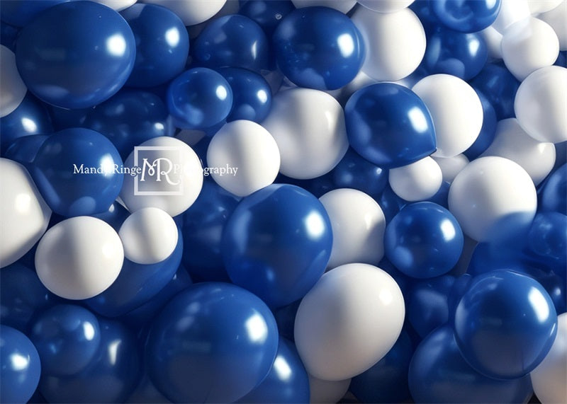 Kate Bleu et Blanc Ballons Mur Toile de fond conçue par Mandy Ringe Photographie