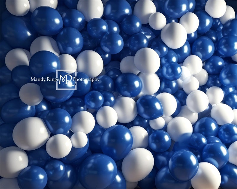 Kate Bleu et Blanc Ballons Mur Toile de fond conçue par Mandy Ringe Photographie