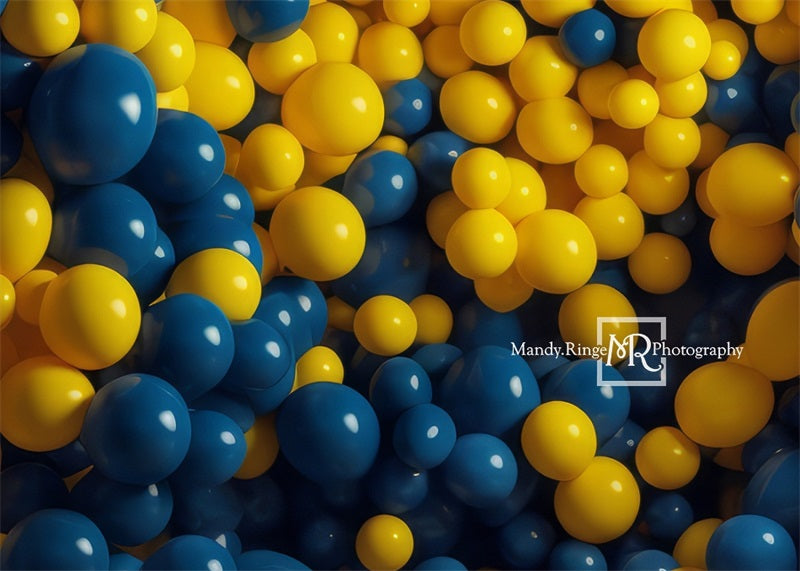 Kate Bleu Jaune Mur de ballons Toile de fond conçue par Mandy Ringe