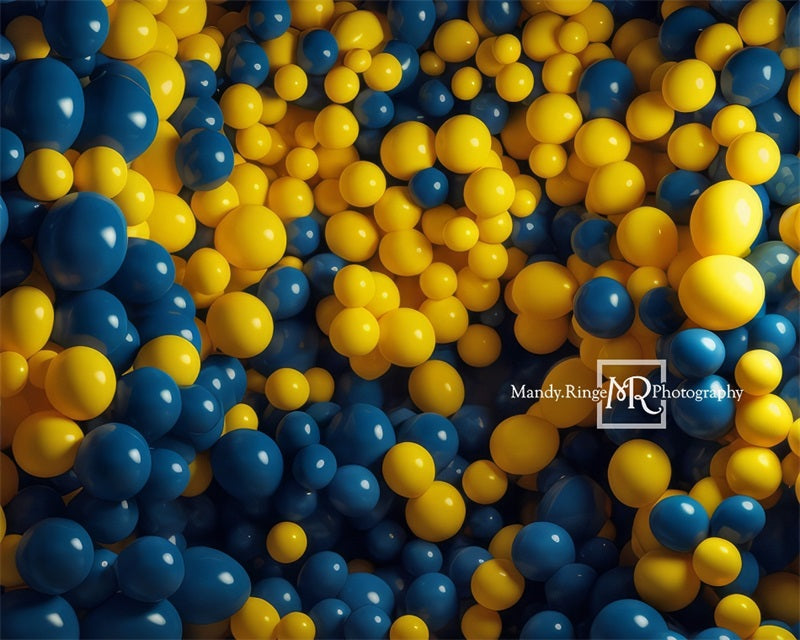 Kate Bleu Jaune Mur de ballons Toile de fond conçue par Mandy Ringe