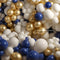 Kate Bleu Blanc Doré Ballons Anniversaire Toile de fond conçue par Mandy Ringe - Kate Backdrop FR