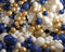 Kate Bleu Blanc Doré Ballons Anniversaire Toile de fond conçue par Mandy Ringe - Kate Backdrop FR