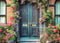 Kate Printemps Fleurs Porte turquoise Toile de fond conçue par Mandy Ringe - Kate Backdrop FR