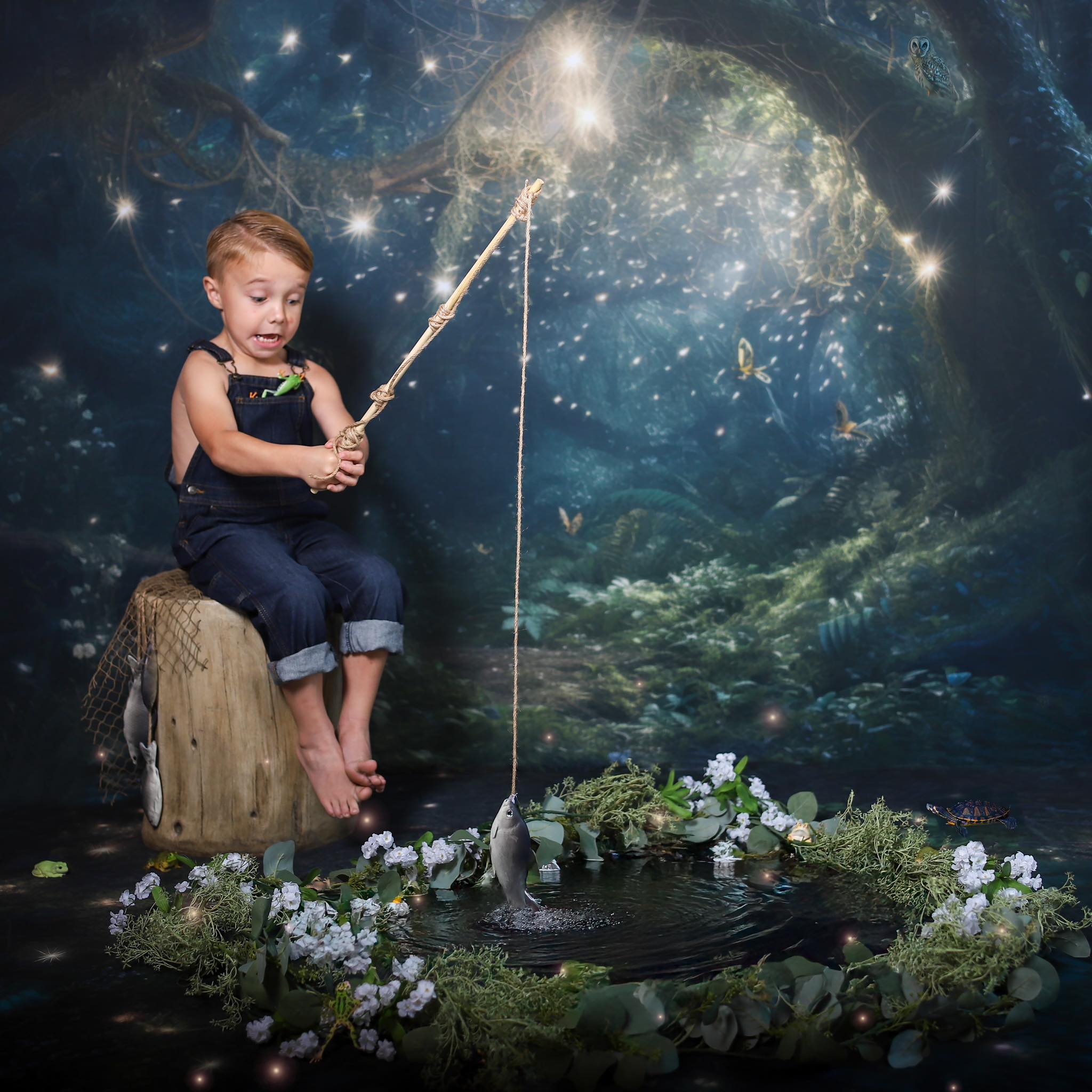 Kate Enchanté Forêt des fées Nuit Été Toile de fond conçue par Mandy Ringe - Kate Backdrop FR