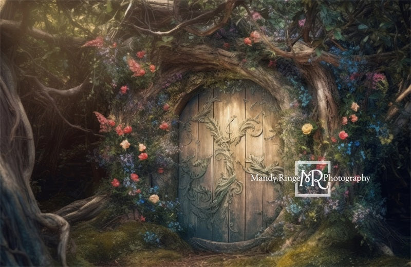 Kate Fée Enchanté Maison dans les Arbres Fleurs Toile de fond conçue par Mandy Ringe - Kate Backdrop FR