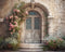 Kate Printemps Fleurs Orné Château Porte Toile de fond conçue par Mandy Ringe - Kate Backdrop FR