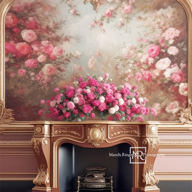 Kate Rose Or Floral Victorien Cheminée Toile de fond conçue par Mandy Ringe