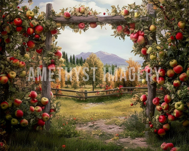 Kate Arche de pomme Arbre Montagne Toile de fond conçu par Angela Marie Photographie - Kate Backdrop FR