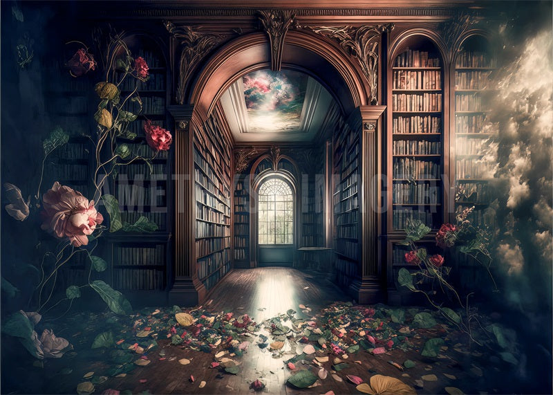 Kate Bibliothèque de Rêves Fleurs Toile de fond conçu par Angela Marie Photographie - Kate Backdrop FR