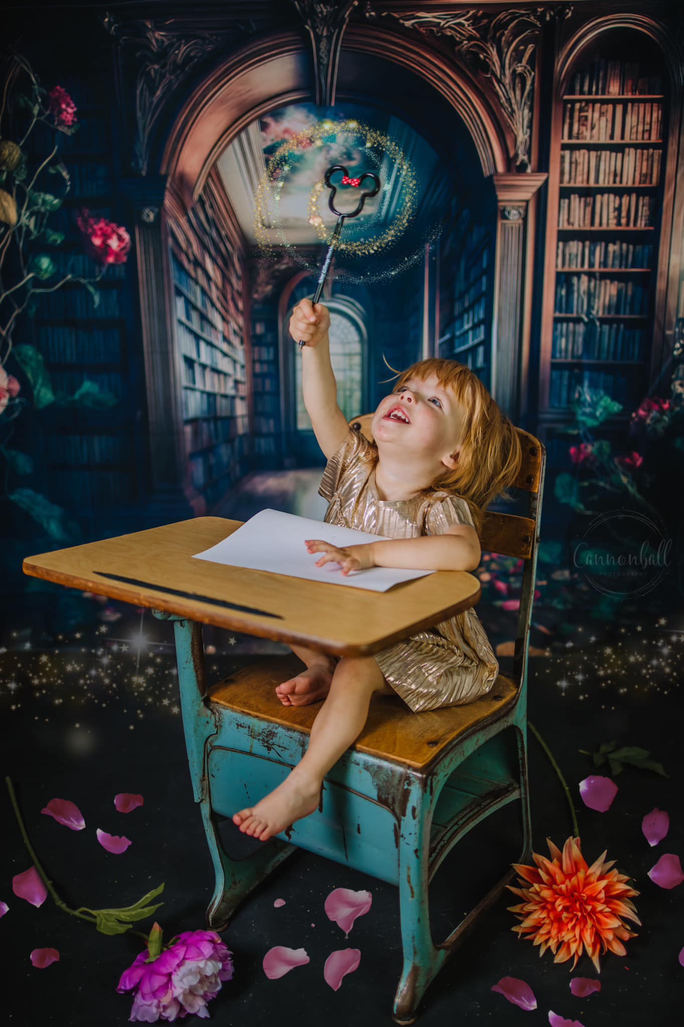Kate Bibliothèque de Rêves Fleurs Toile de fond conçu par Angela Marie Photographie - Kate Backdrop FR
