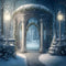 Kate Hiver Architecture Nuit Neige Toile de fond conçu par Angela Marie Photographie - Kate Backdrop FR