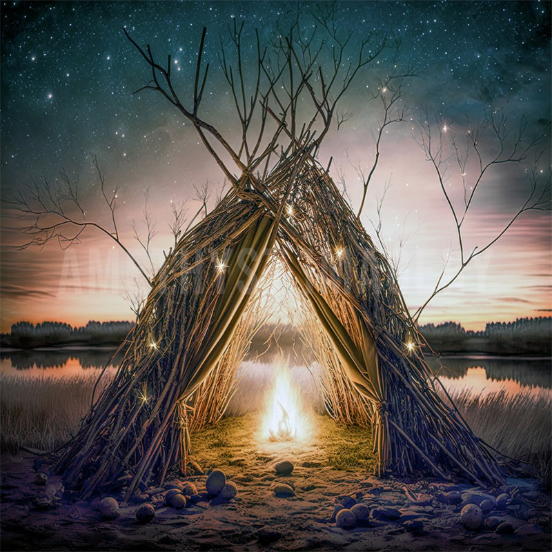 Kate Nuit Étoiles Feu de camp Toile de fond conçu par Angela Marie Photographie - Kate Backdrop FR