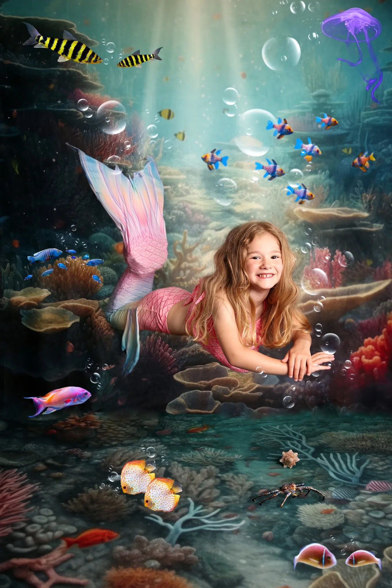 Kate Été Sous-marin Océan Récif Sol Toile de fond conçue par Mandy Ringe - Kate Backdrop FR