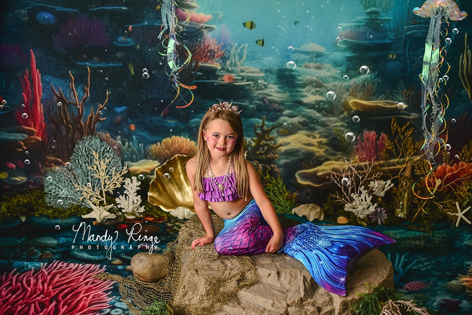 Kate Été Sous-marin Scène océanique Toile de fond conçue par Mandy Ringe - Kate Backdrop FR