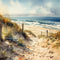 Kate Aquarelle Plage Chemin Mer Toile de fond conçue par Mandy Ringe - Kate Backdrop FR