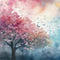 Kate Aquarelle Bleu Rose Papillons Arbres Toile de fond conçue par Mandy Ringe - Kate Backdrop FR