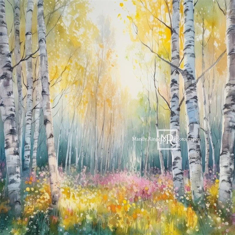 Kate Aquarelle Printemps Forêt Toile de fond conçue par Mandy Ringe - Kate Backdrop FR