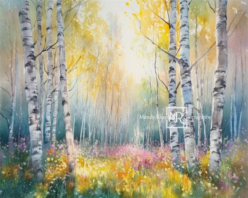 Kate Aquarelle Printemps Forêt Toile de fond conçue par Mandy Ringe - Kate Backdrop FR