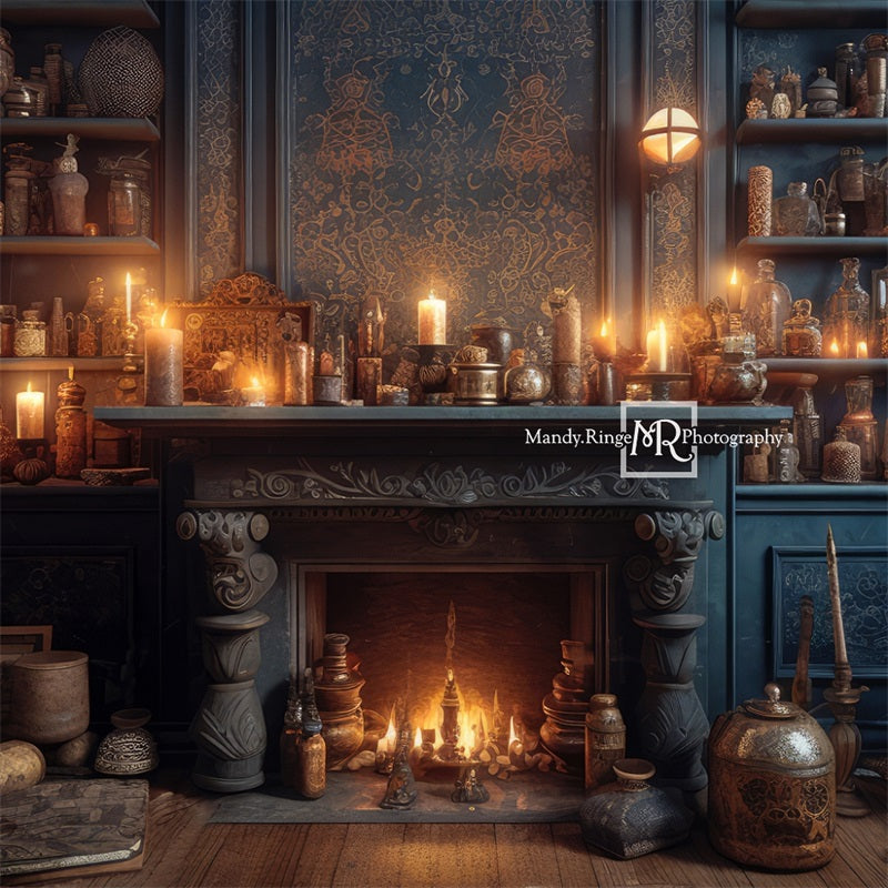 Kate Sorcier Cheminée Chambre Potions Toile de fond conçue par Mandy Ringe - Kate Backdrop FR