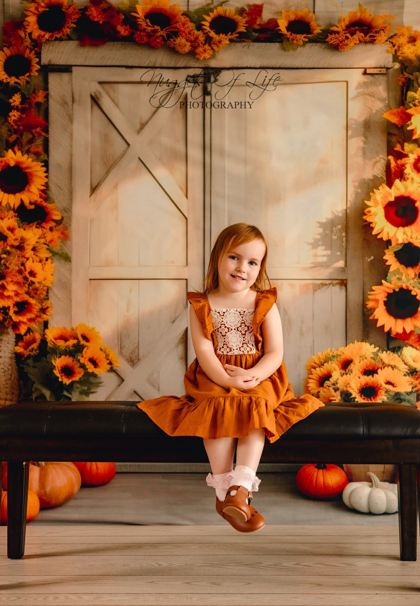 Kate Automne Tournesol Citrouille Grange Soleil Toile de fond conçue par Chain Photographie - Kate Backdrop FR