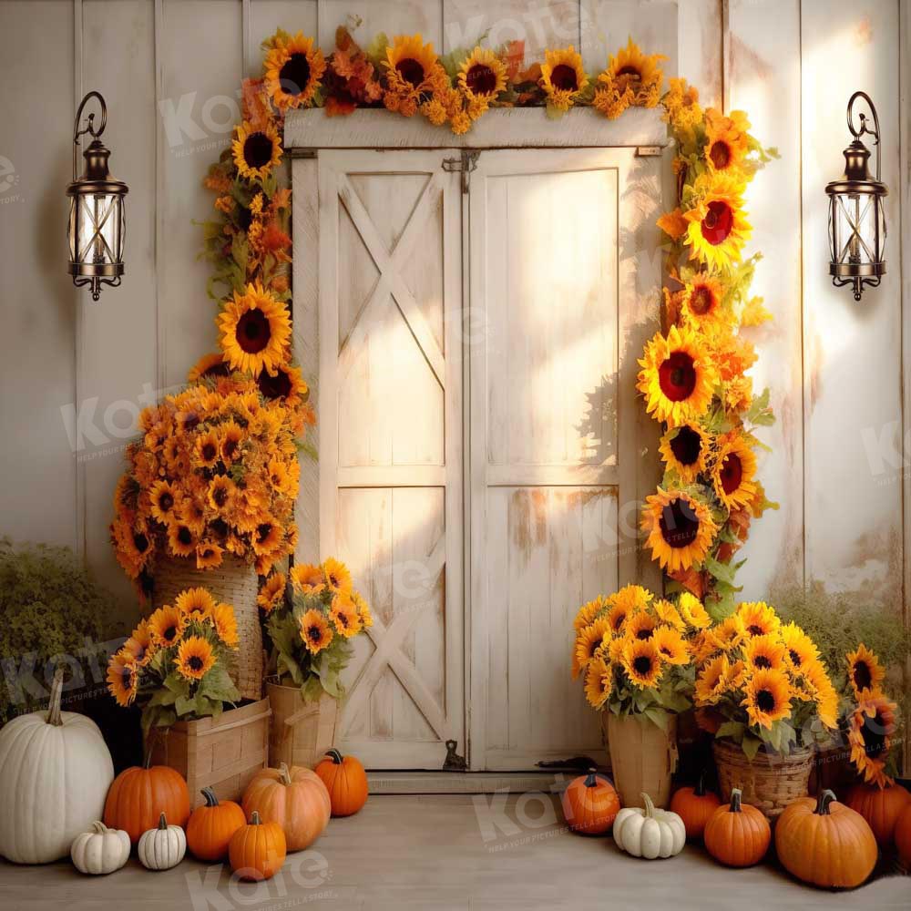 Kate Automne Tournesol Citrouille Grange Soleil Toile de fond conçue par Chain Photographie - Kate Backdrop FR
