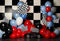 Kate Anniversaire Ballons Grille noir et blanc Toile de fond pour la photographie - Kate Backdrop FR