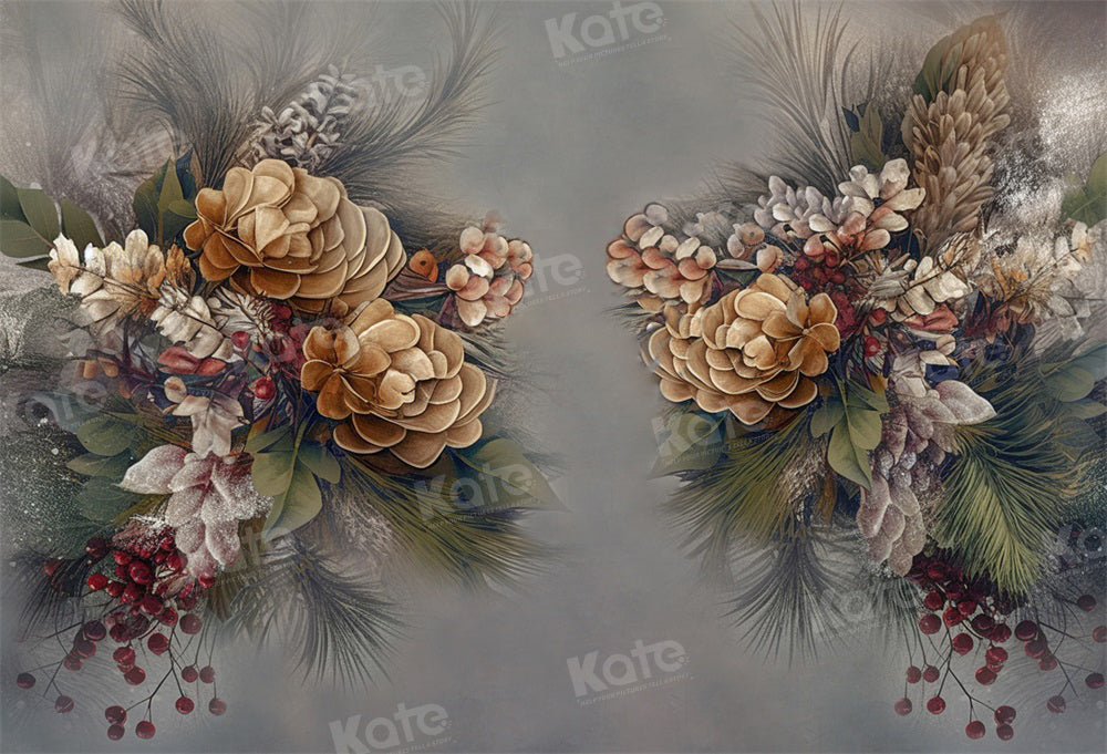 Kate Beaux-Arts Fleurs Gris Toile de fond pour la photographie