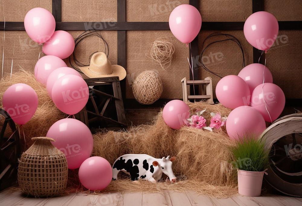 Kate Vache Meule de foin Ballons Toile de fond pour la photographie